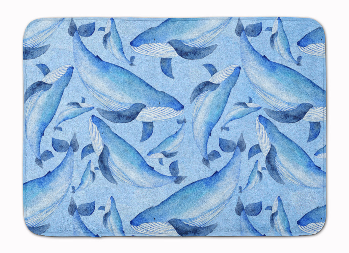 Watercolor Nautical Whales Machine Washable Memory Foam Mat BB7575RUG - the-store.com