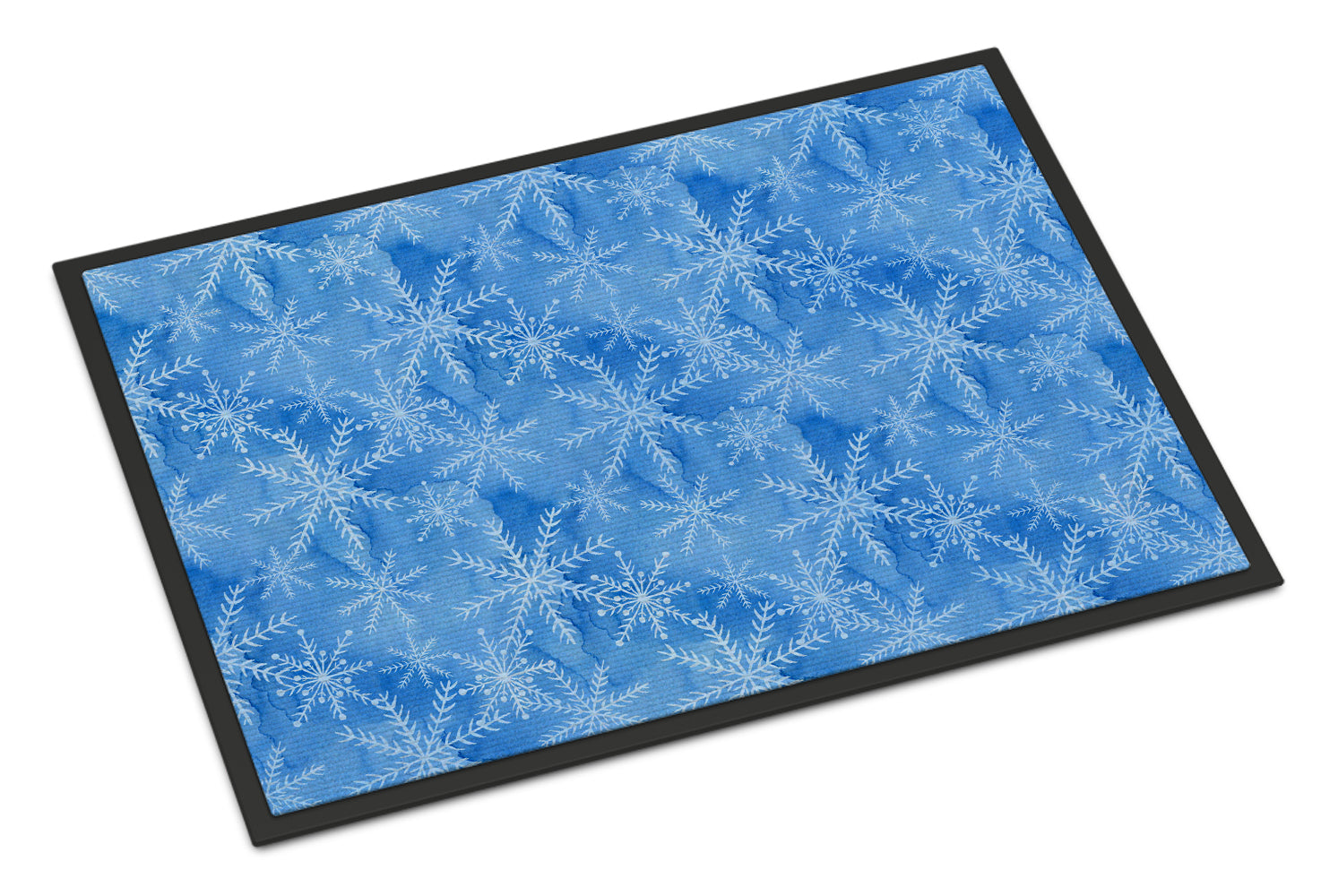 Watercolor Dark Blue Winter Snowflakes Indoor or Outdoor Mat 18x27 BB7576MAT - the-store.com