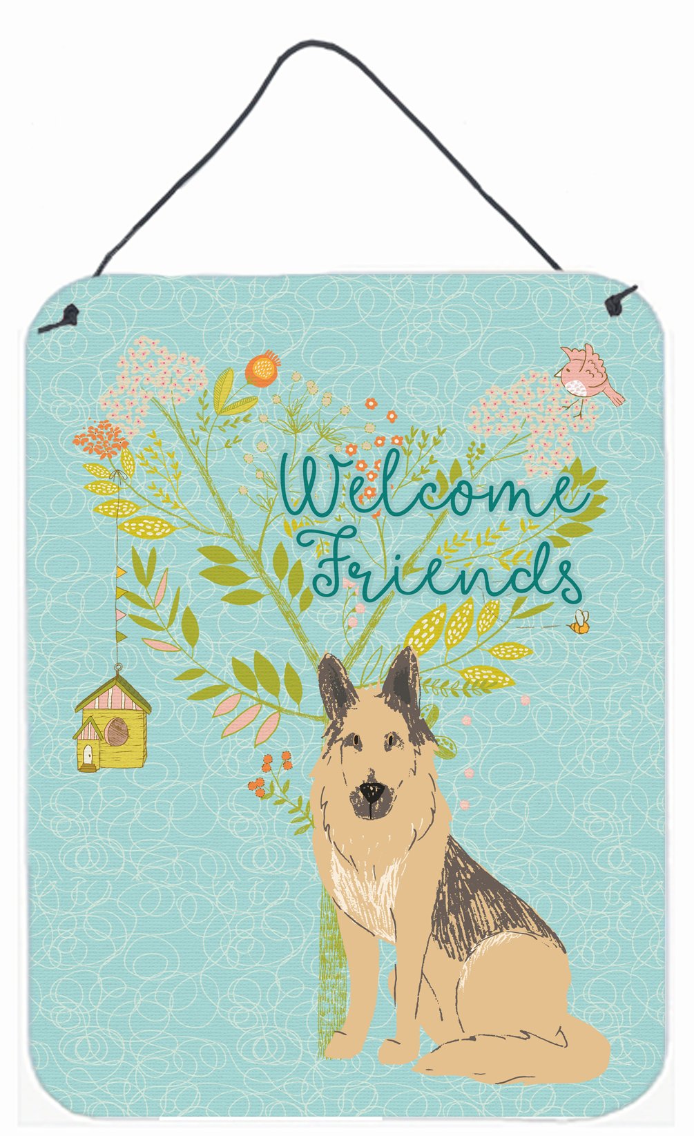 Welcome Friends German Shepherd Wall or Door Hanging Prints BB7578DS1216 by Caroline's Treasures