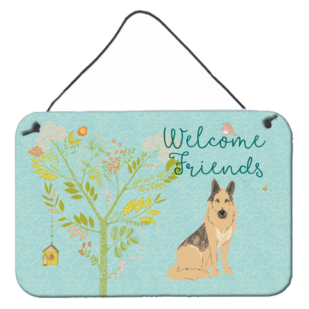 Welcome Friends German Shepherd Wall or Door Hanging Prints BB7578DS812 by Caroline&#39;s Treasures