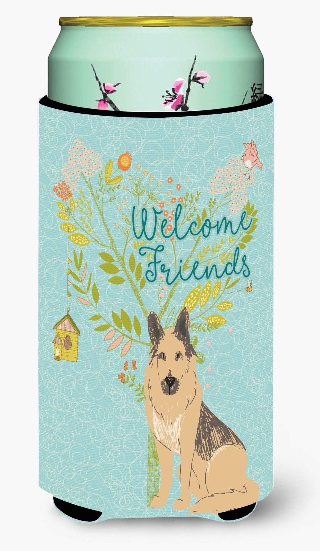 Welcome Friends German Shepherd Tall Boy Beverage Insulator Hugger BB7578TBC by Caroline's Treasures