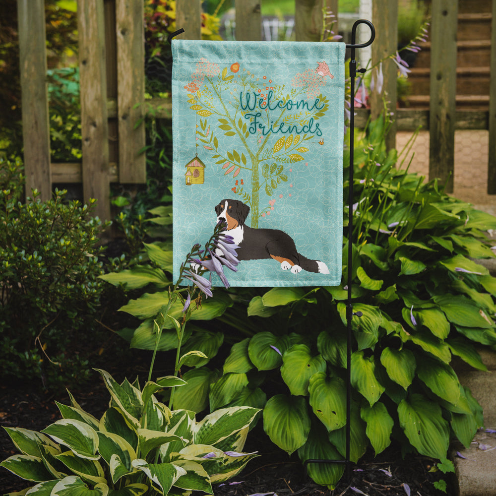 Welcome Friends Bernese Mountain Dog Flag Garden Size BB7579GF  the-store.com.