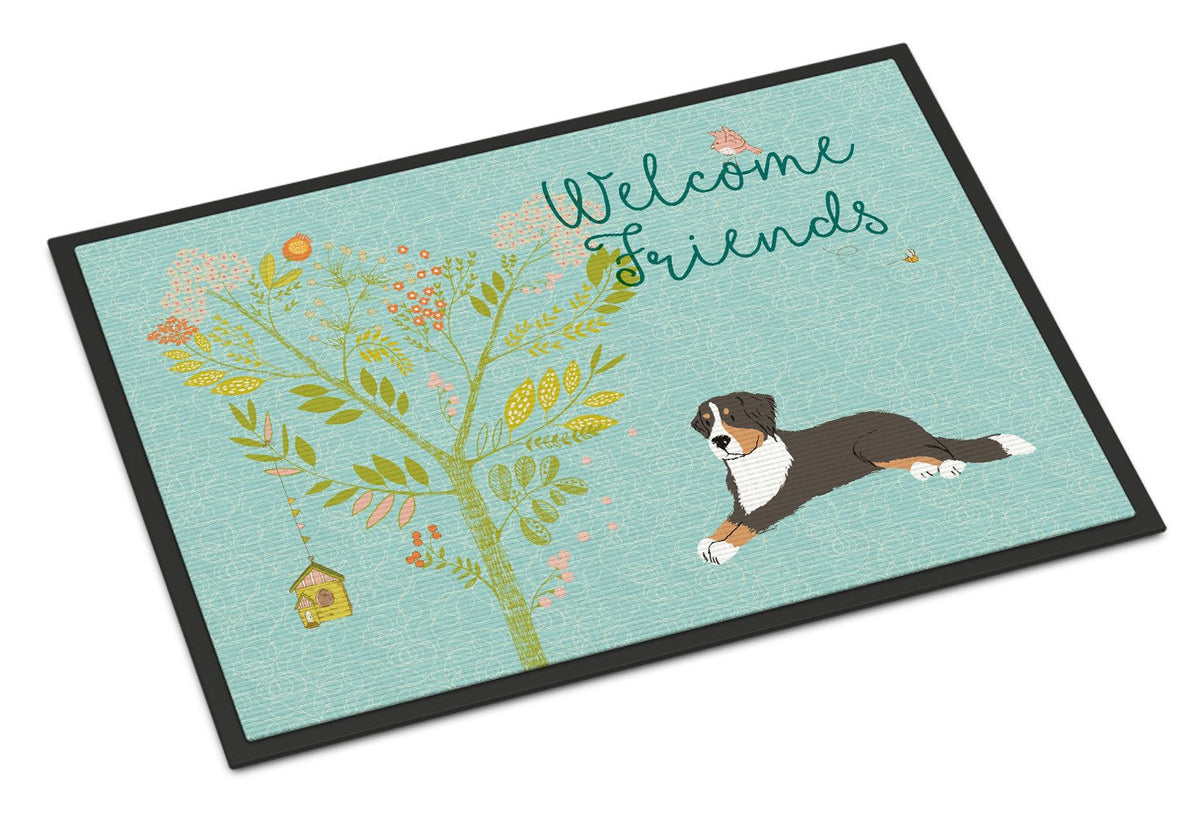 Welcome Friends Bernese Mountain Dog Indoor or Outdoor Mat 24x36 BB7579JMAT by Caroline&#39;s Treasures