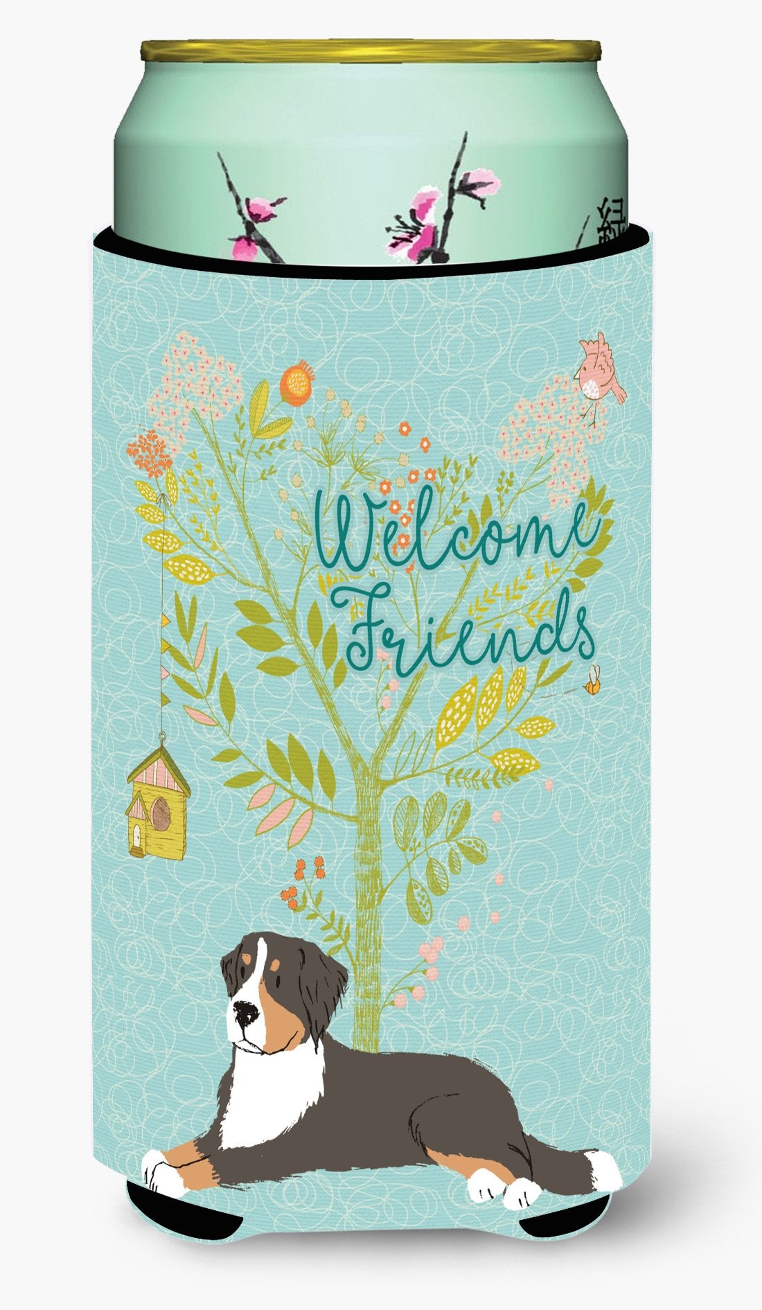 Welcome Friends Bernese Mountain Dog Tall Boy Beverage Insulator Hugger BB7579TBC by Caroline's Treasures