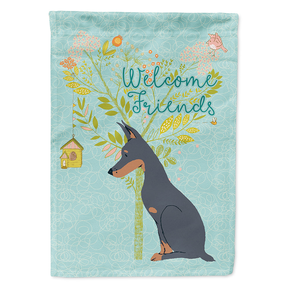 Welcome Friends Doberman Pinscher Flag Canvas House Size BB7586CHF  the-store.com.