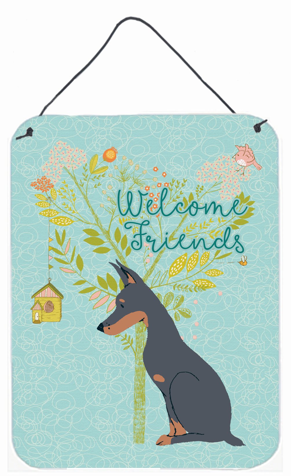 Welcome Friends Doberman Pinscher Wall or Door Hanging Prints BB7586DS1216 by Caroline's Treasures