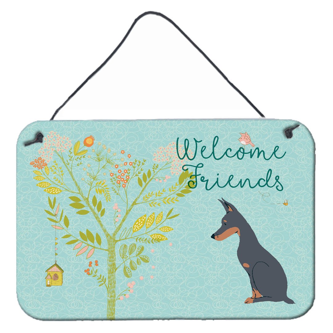 Welcome Friends Doberman Pinscher Wall or Door Hanging Prints BB7586DS812 by Caroline's Treasures