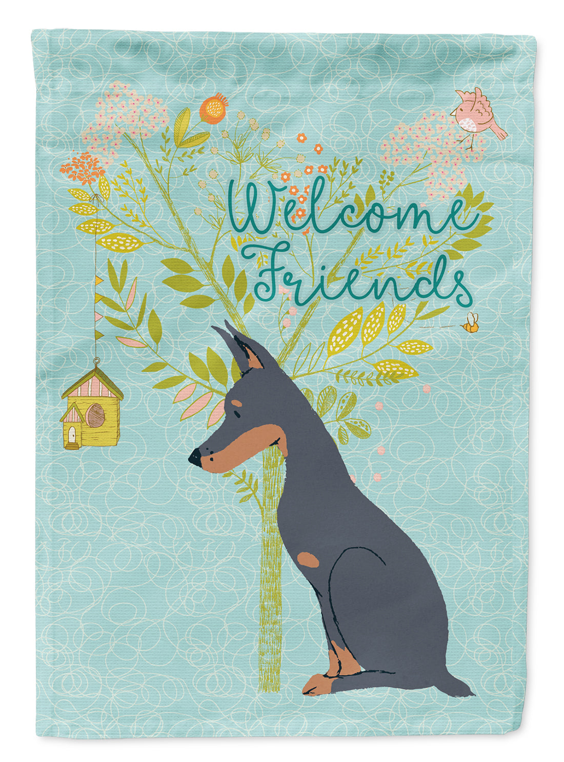 Welcome Friends Doberman Pinscher Flag Garden Size BB7586GF  the-store.com.