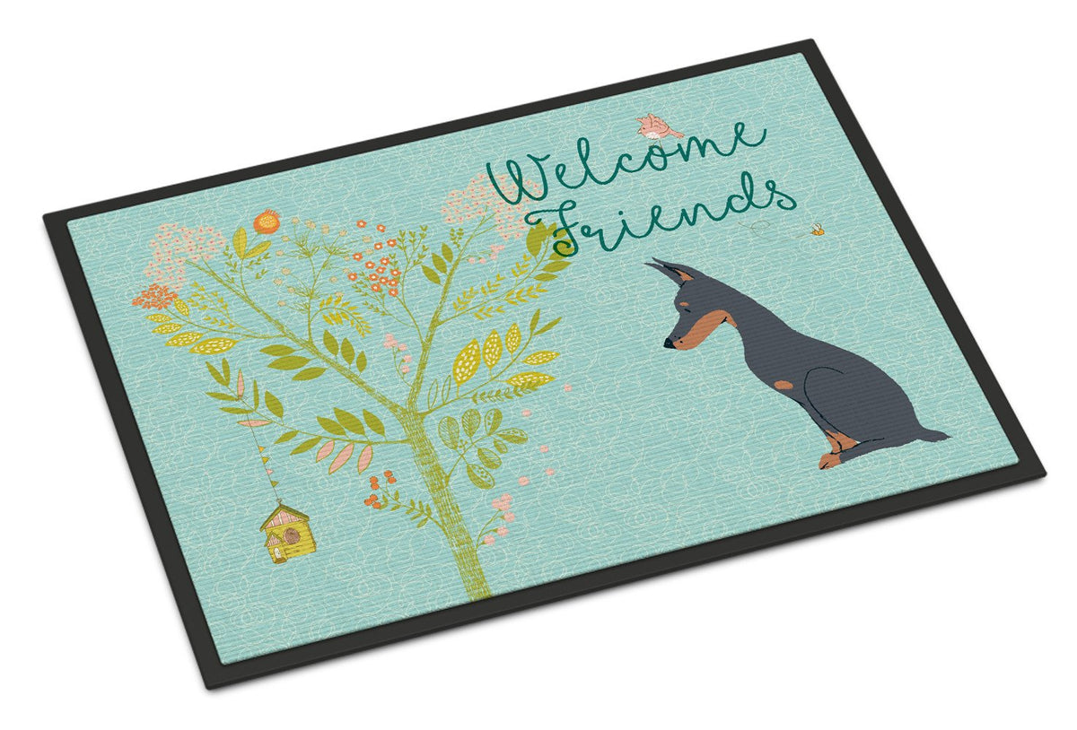 Welcome Friends Doberman Pinscher Indoor or Outdoor Mat 24x36 BB7586JMAT by Caroline&#39;s Treasures