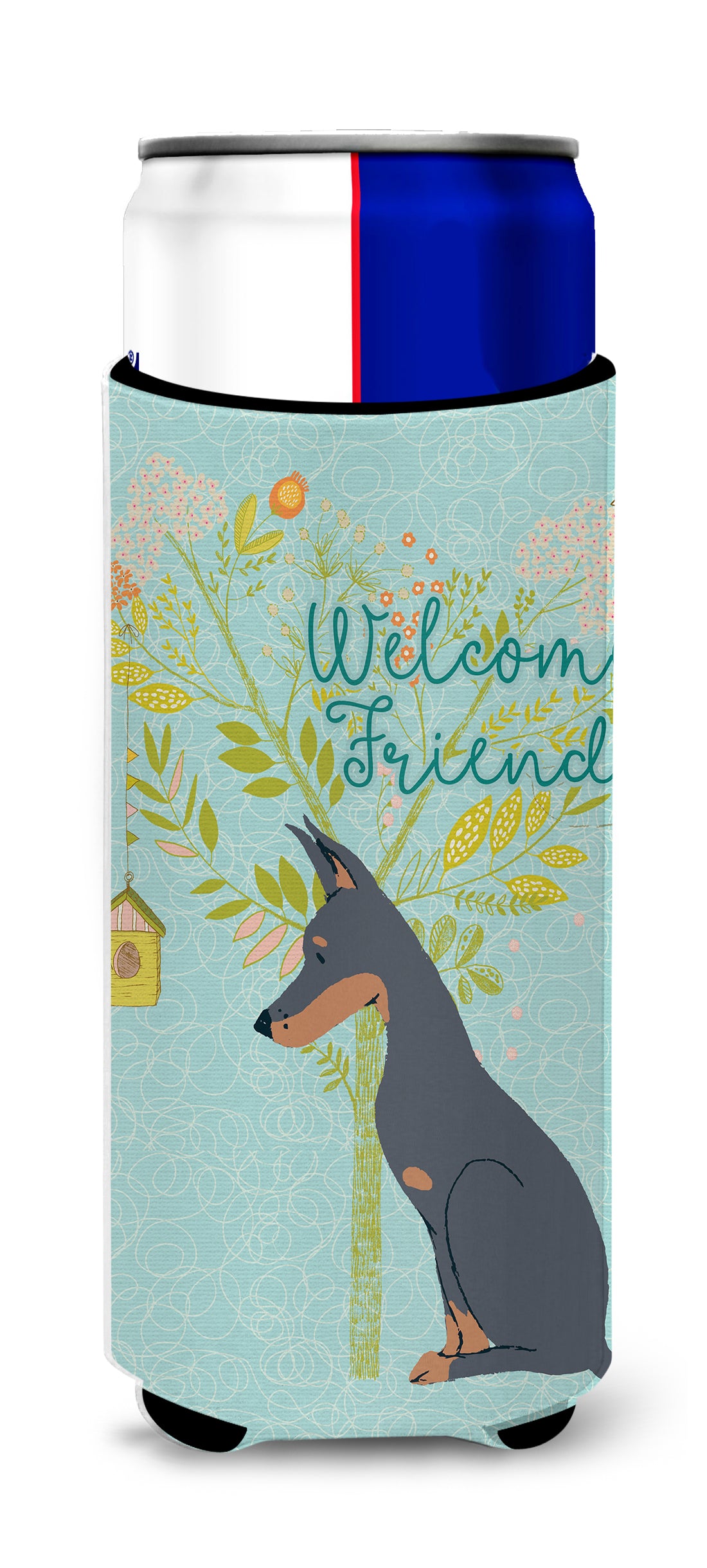 Welcome Friends Doberman Pinscher  Ultra Hugger for slim cans BB7586MUK  the-store.com.