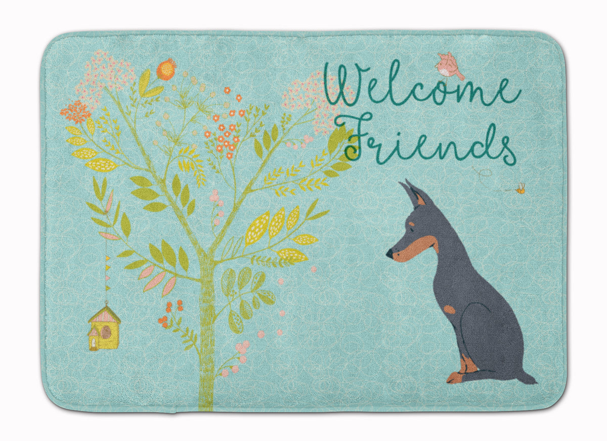 Welcome Friends Doberman Pinscher Machine Washable Memory Foam Mat BB7586RUG - the-store.com