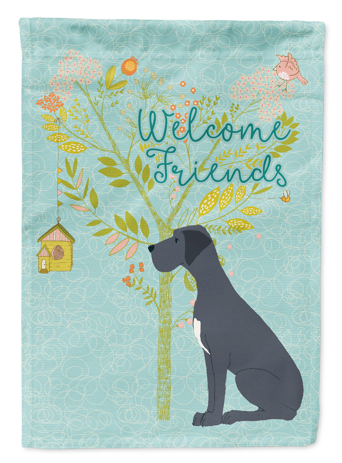 Welcome Friends Black Great Dane Flag Garden Size BB7587GF  the-store.com.