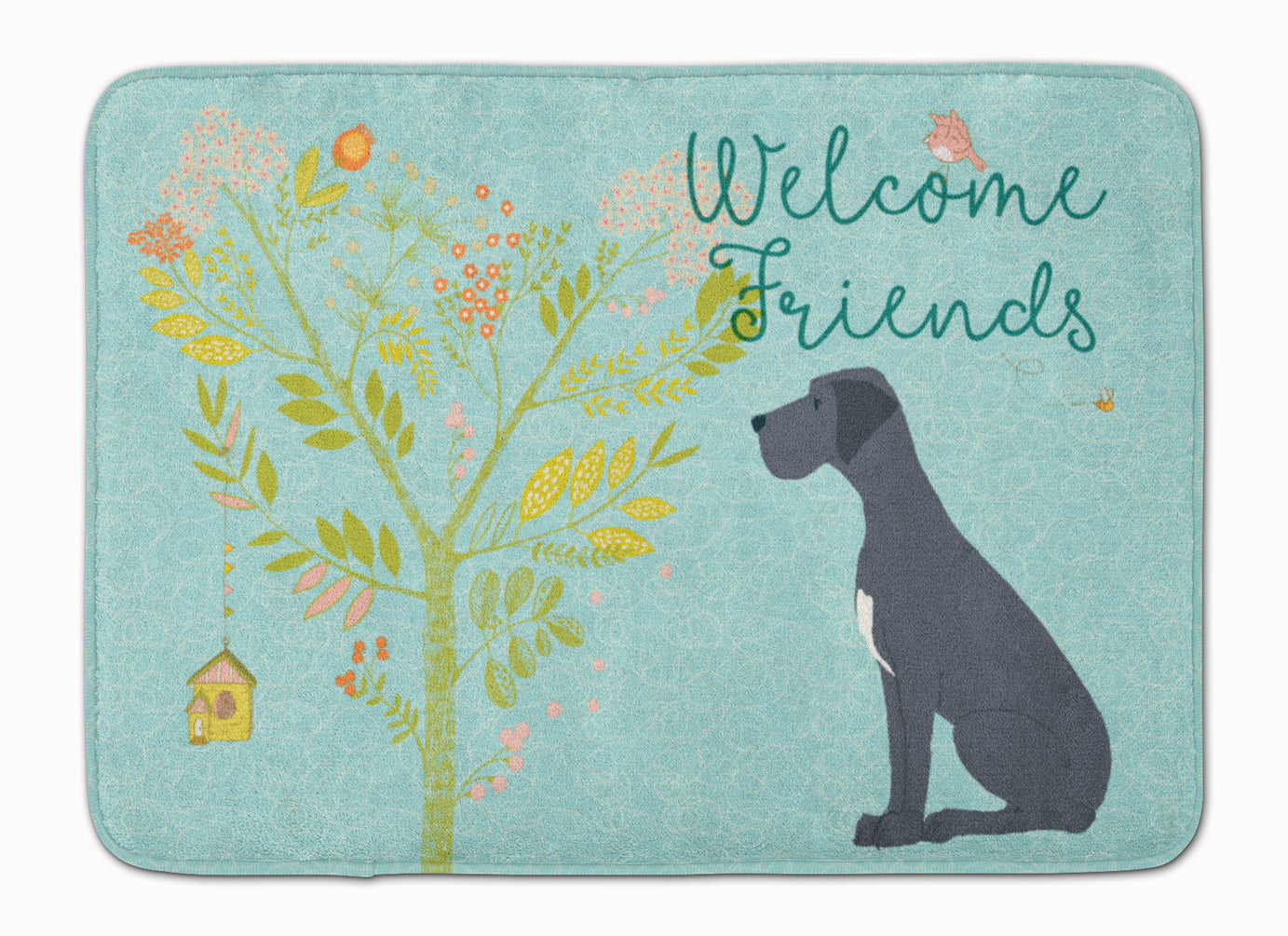 Welcome Friends Black Great Dane Machine Washable Memory Foam Mat BB7587RUG - the-store.com