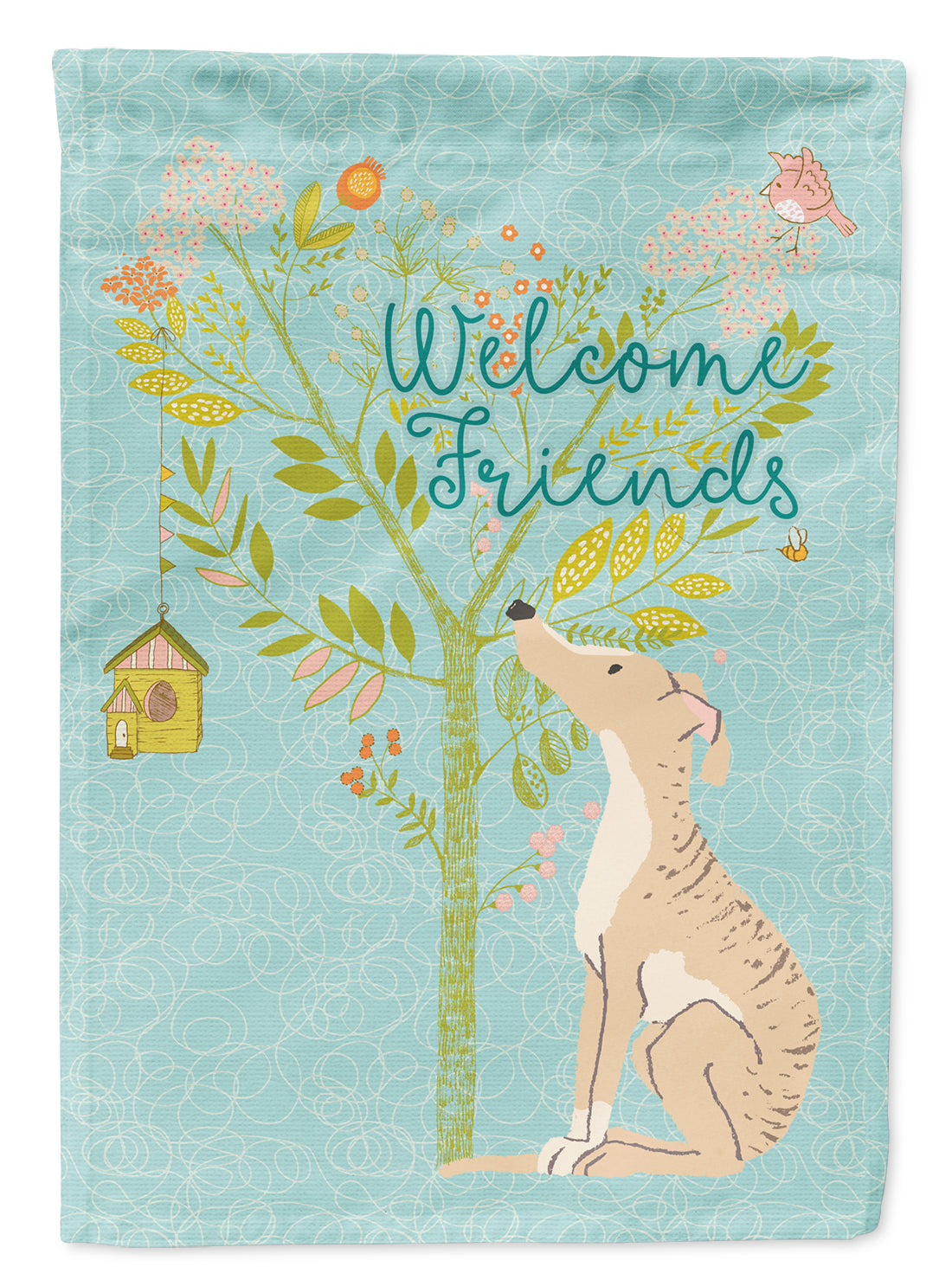 Welcome Friends Brindle Greyhound Flag Garden Size BB7591GF  the-store.com.