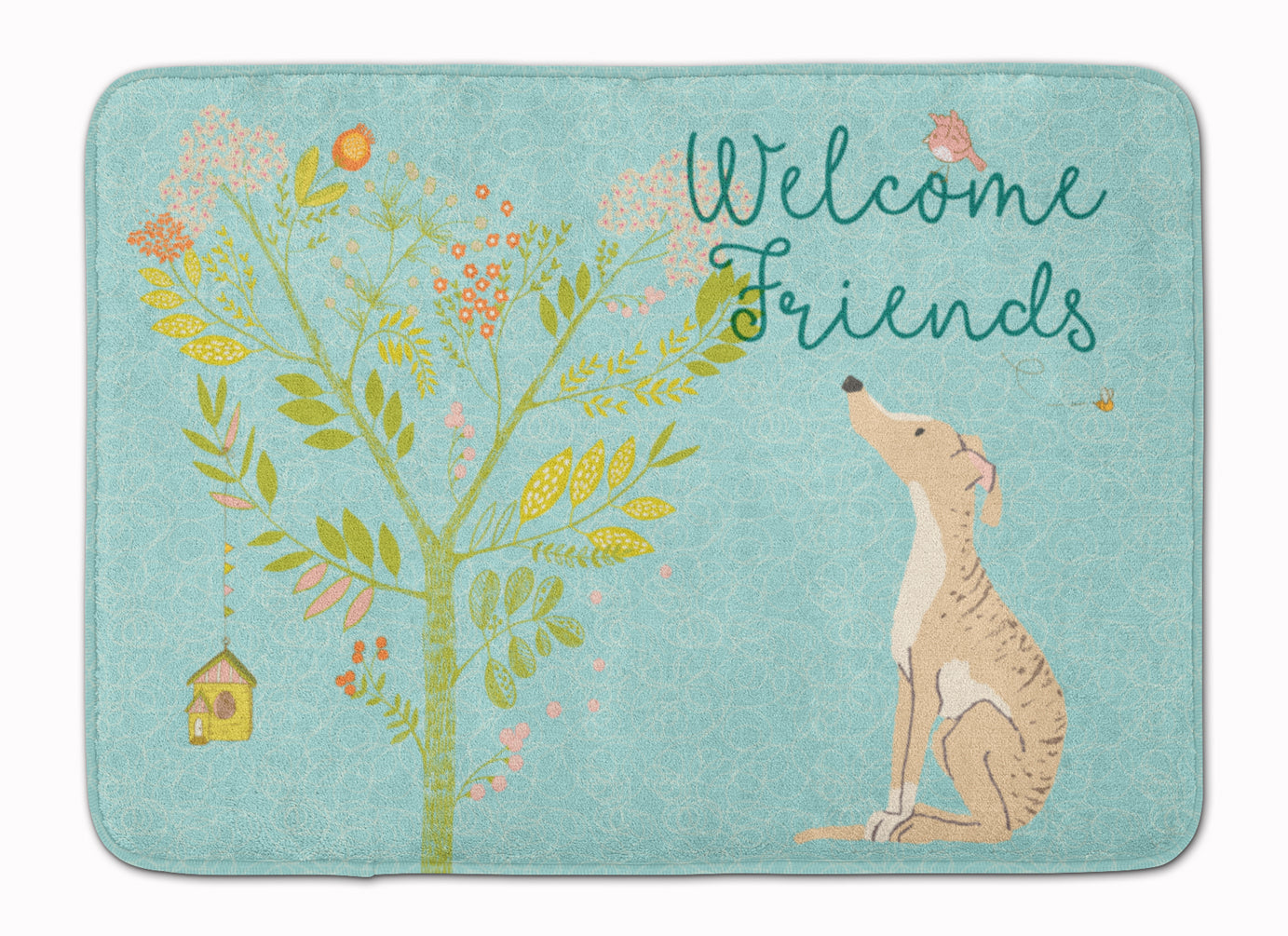 Welcome Friends Brindle Greyhound Machine Washable Memory Foam Mat BB7591RUG - the-store.com