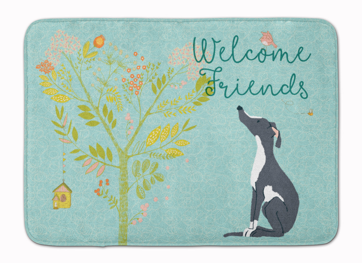 Welcome Friends Black White Greyhound Machine Washable Memory Foam Mat BB7592RUG - the-store.com