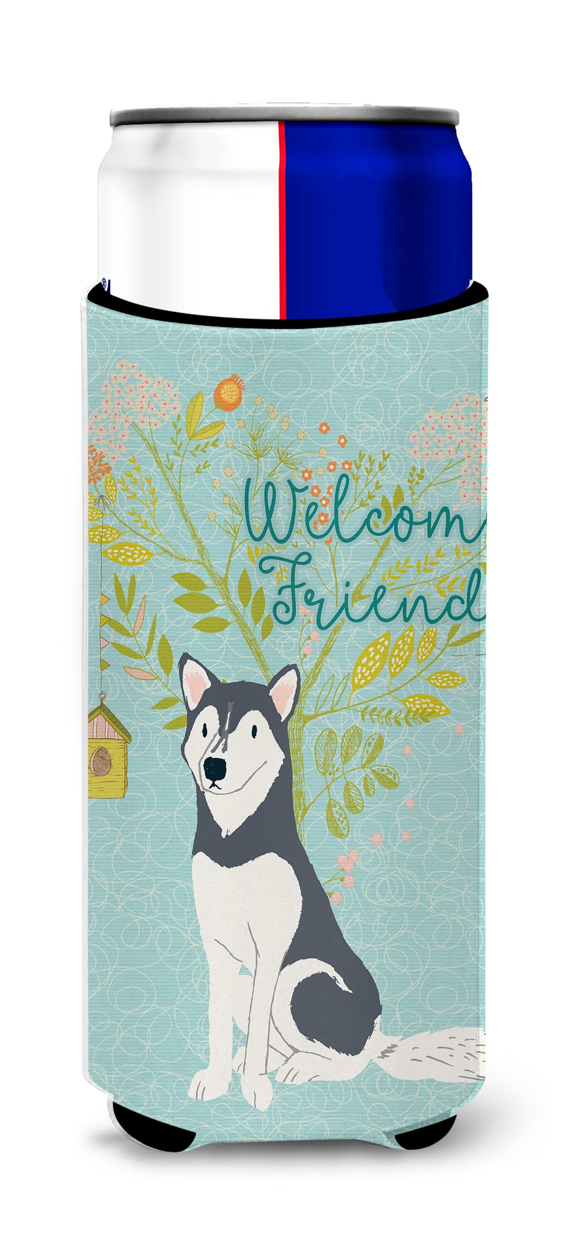 Welcome Friends Siberian Husky  Ultra Hugger for slim cans BB7594MUK  the-store.com.