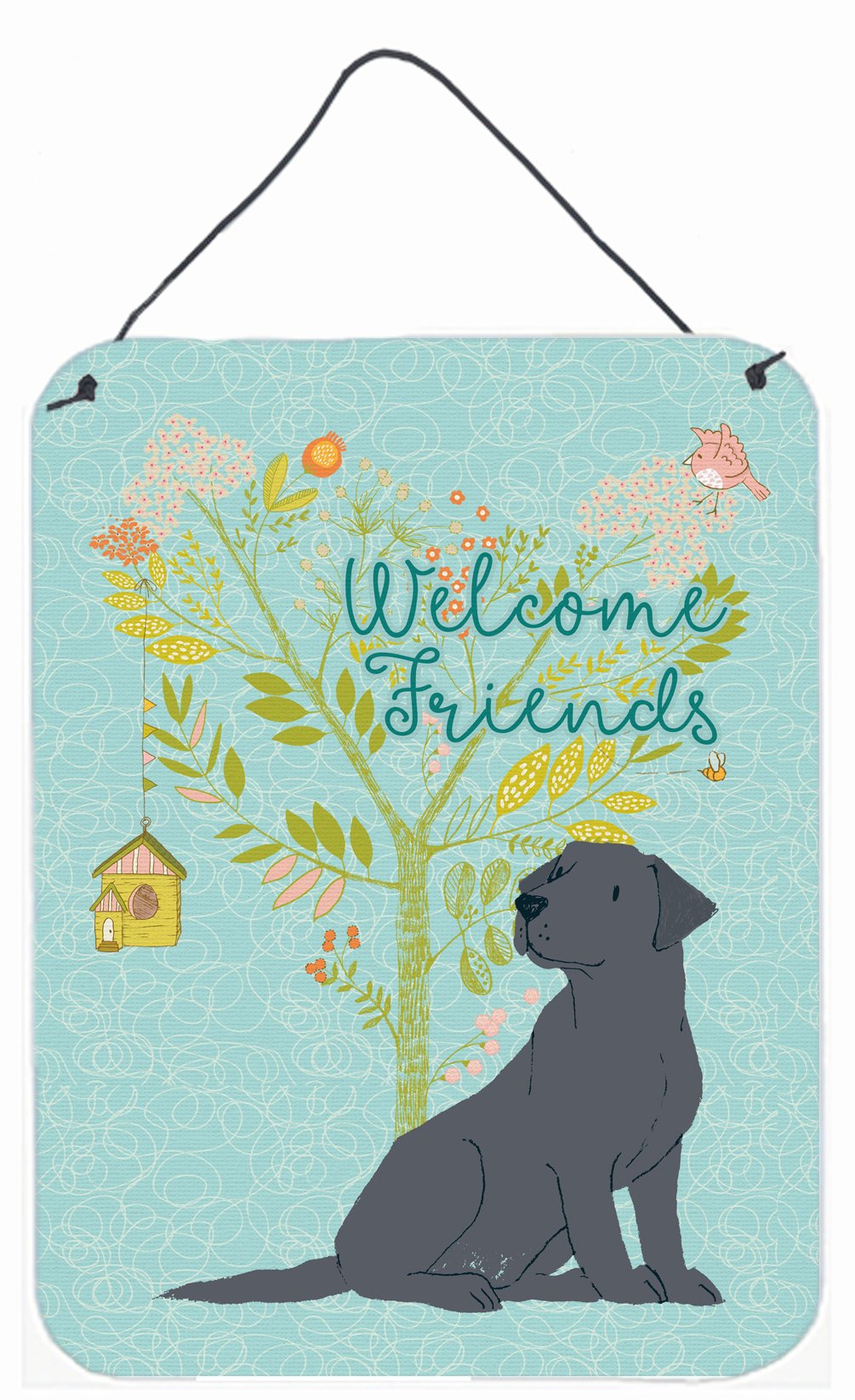 Welcome Friends Black Labrador Retriever Wall or Door Hanging Prints BB7595DS1216 by Caroline&#39;s Treasures