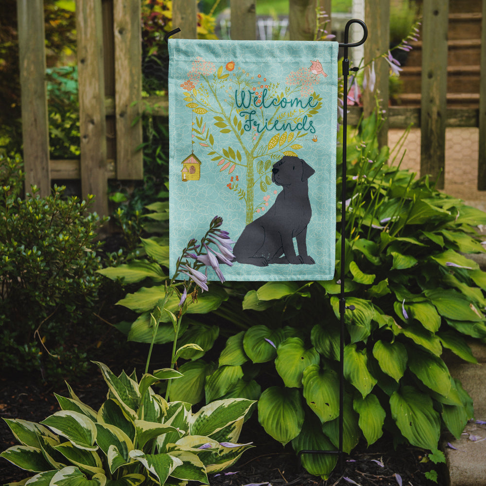 Welcome Friends Black Labrador Retriever Flag Garden Size BB7595GF  the-store.com.