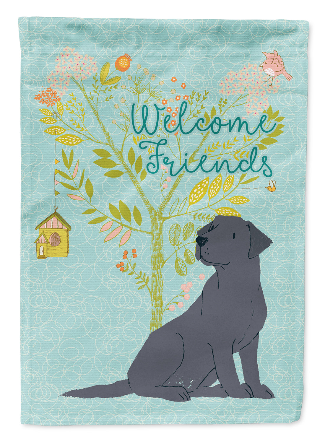 Welcome Friends Black Labrador Retriever Flag Garden Size BB7595GF  the-store.com.