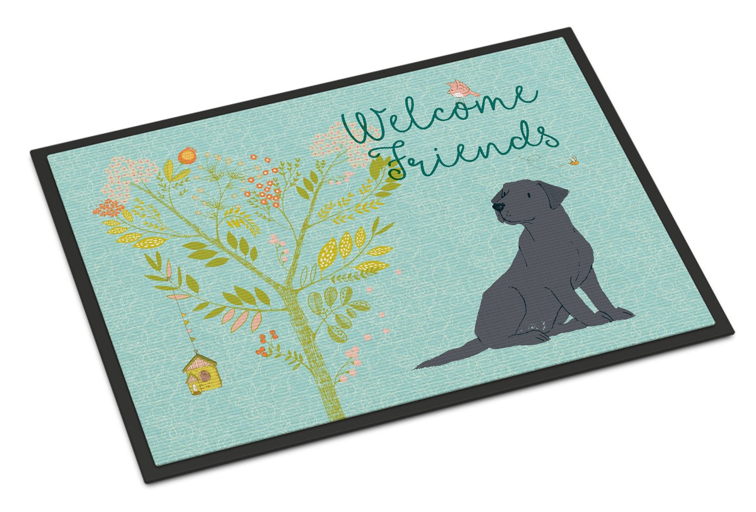 Welcome Friends Black Labrador Retriever Indoor or Outdoor Mat 24x36 BB7595JMAT by Caroline's Treasures