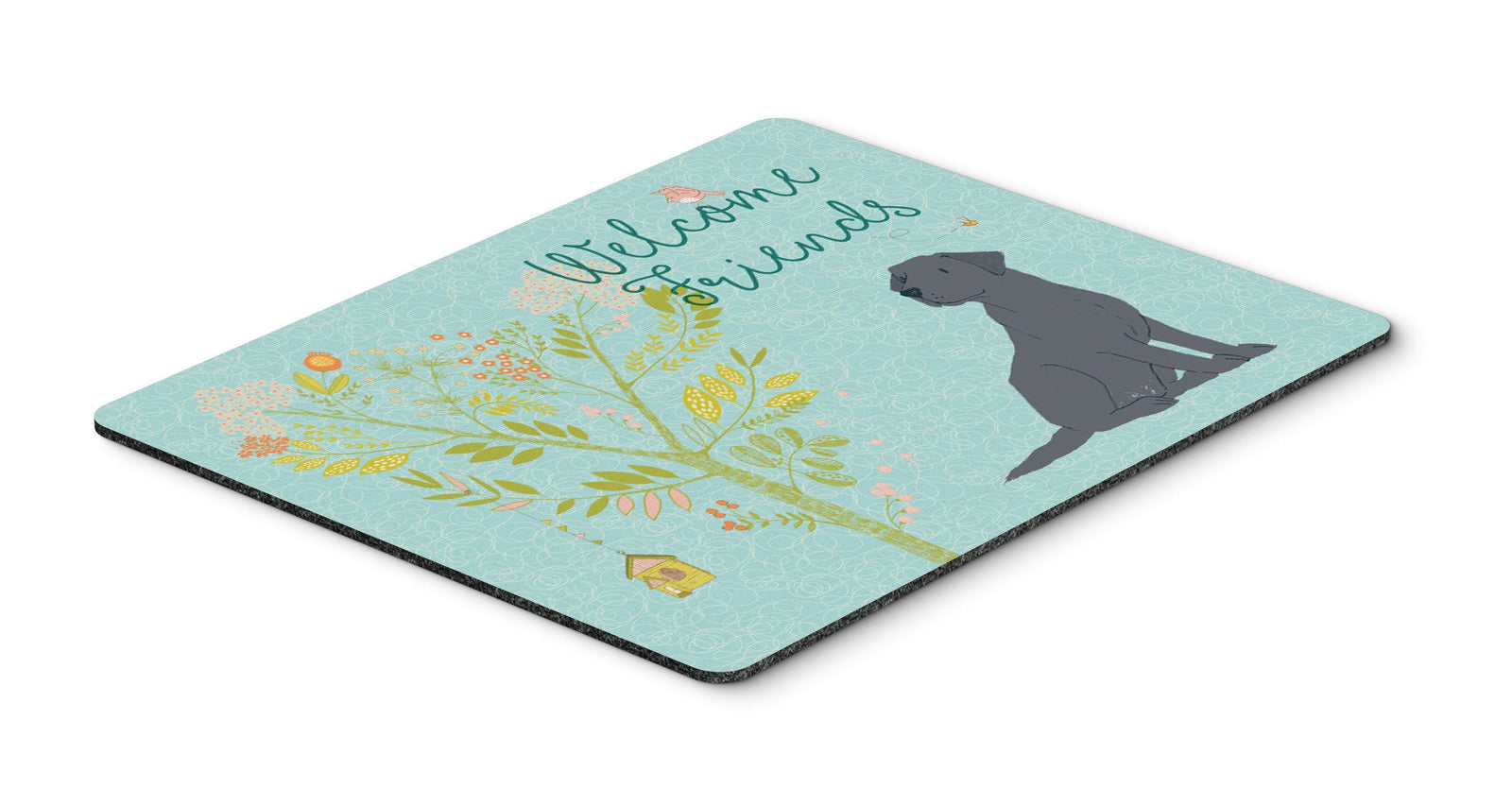 Welcome Friends Black Labrador Retriever Mouse Pad, Hot Pad or Trivet BB7595MP by Caroline's Treasures