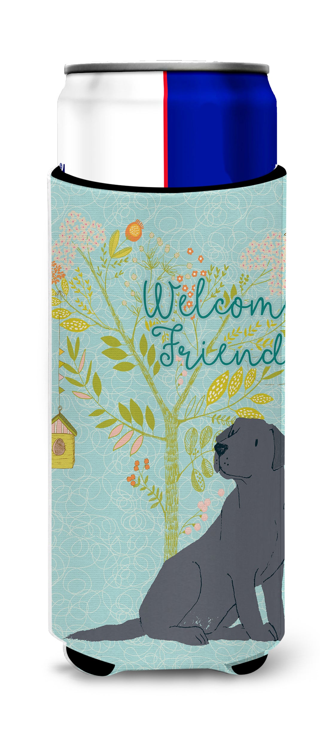 Welcome Friends Black Labrador Retriever  Ultra Hugger for slim cans BB7595MUK  the-store.com.