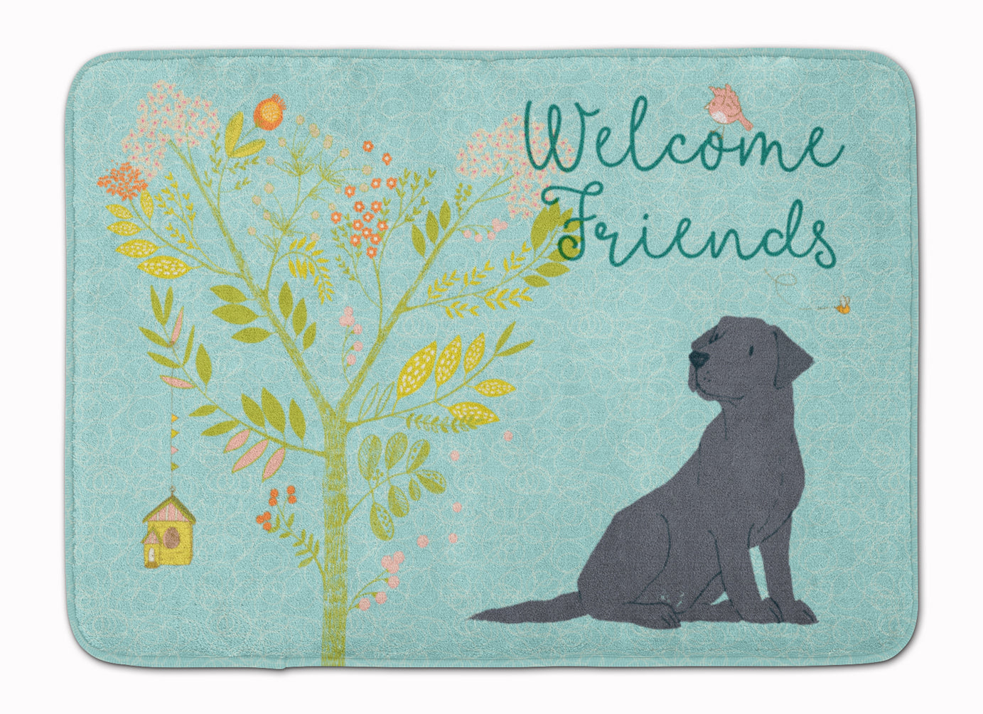 Welcome Friends Black Labrador Retriever Machine Washable Memory Foam Mat BB7595RUG - the-store.com