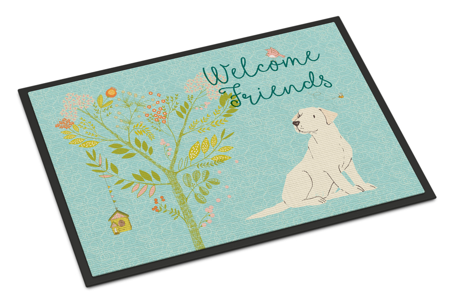 Welcome Friends Yellow Labrador Retriever Indoor or Outdoor Mat 18x27 BB7596MAT - the-store.com