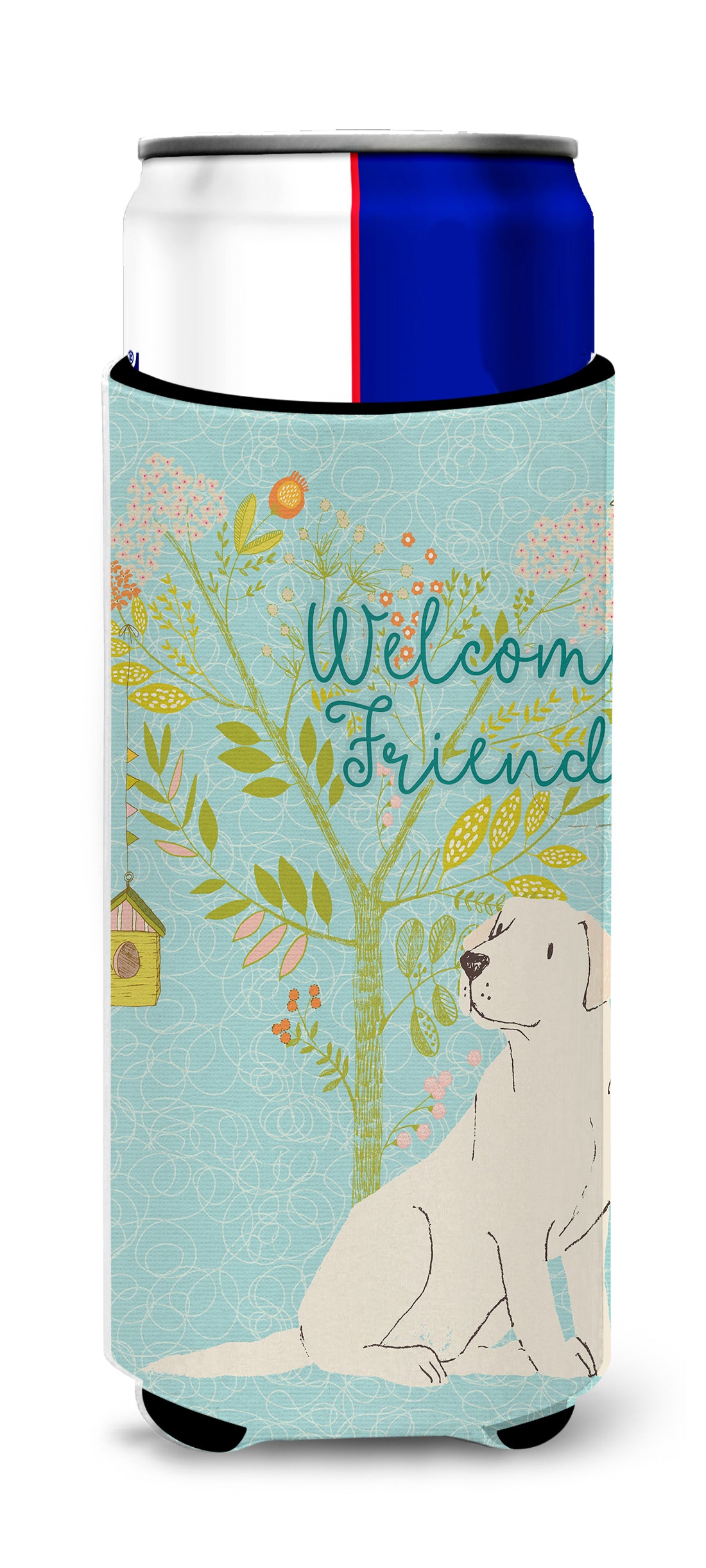 Welcome Friends Yellow Labrador Retriever  Ultra Hugger for slim cans BB7596MUK  the-store.com.