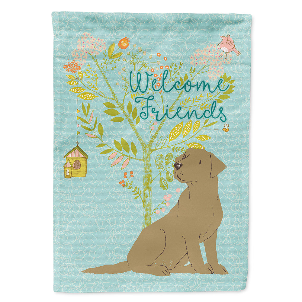 Welcome Friends Chocolate Labrador Retriever Flag Canvas House Size BB7597CHF  the-store.com.