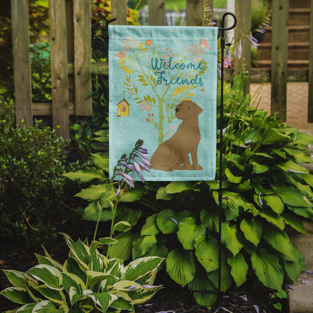 Welcome Friends Chocolate Labrador Retriever Flag Garden Size BB7597GF  the-store.com.