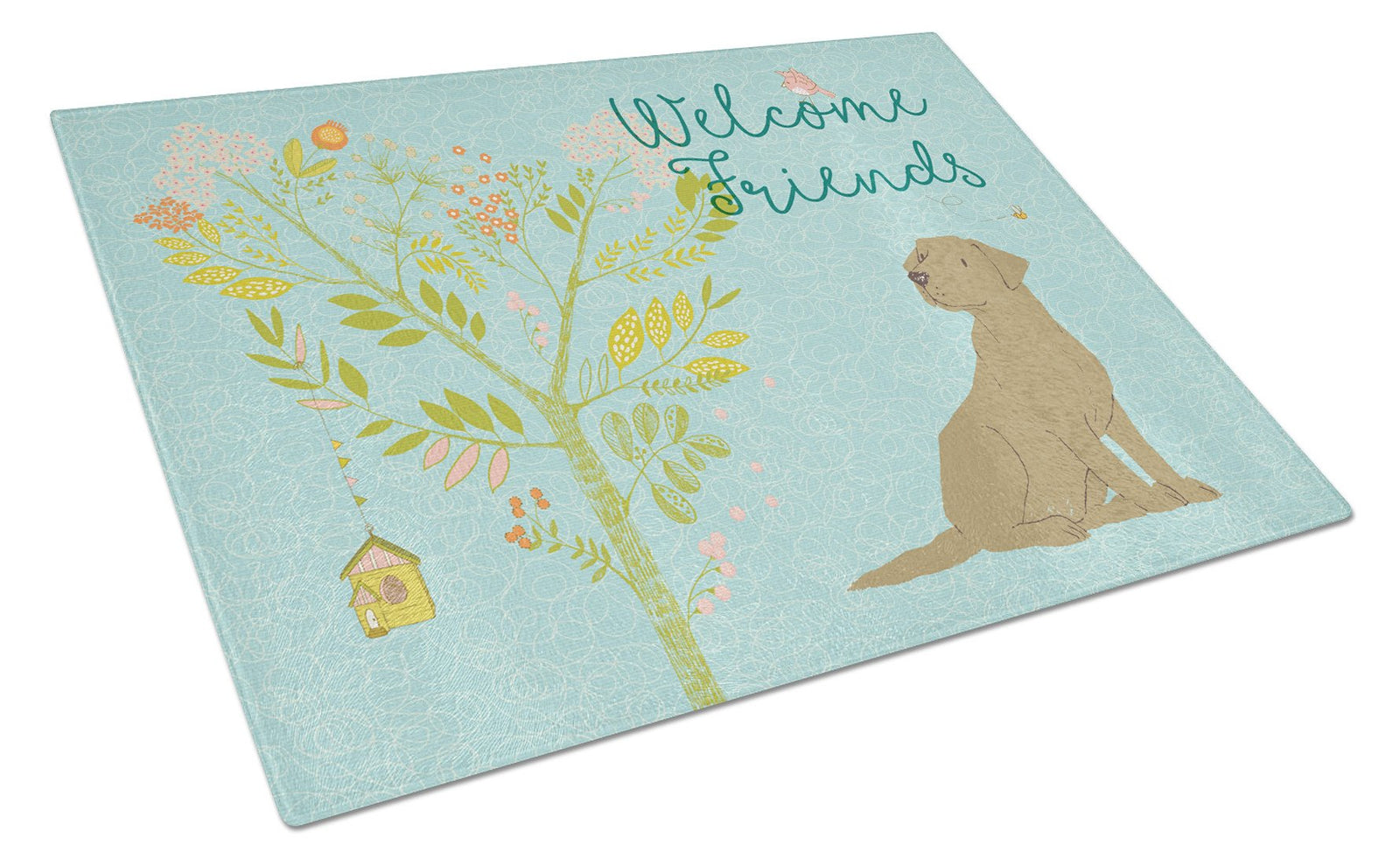 Welcome Friends Chocolate Labrador Retriever Glass Cutting Board Large BB7597LCB by Caroline's Treasures