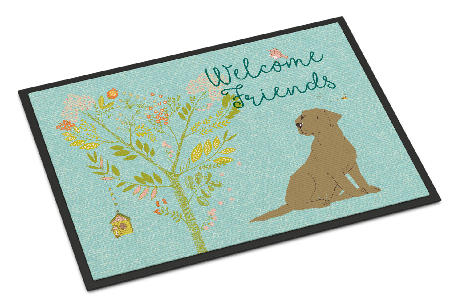 Welcome Friends Chocolate Labrador Retriever Indoor or Outdoor Mat 18x27 BB7597MAT - the-store.com