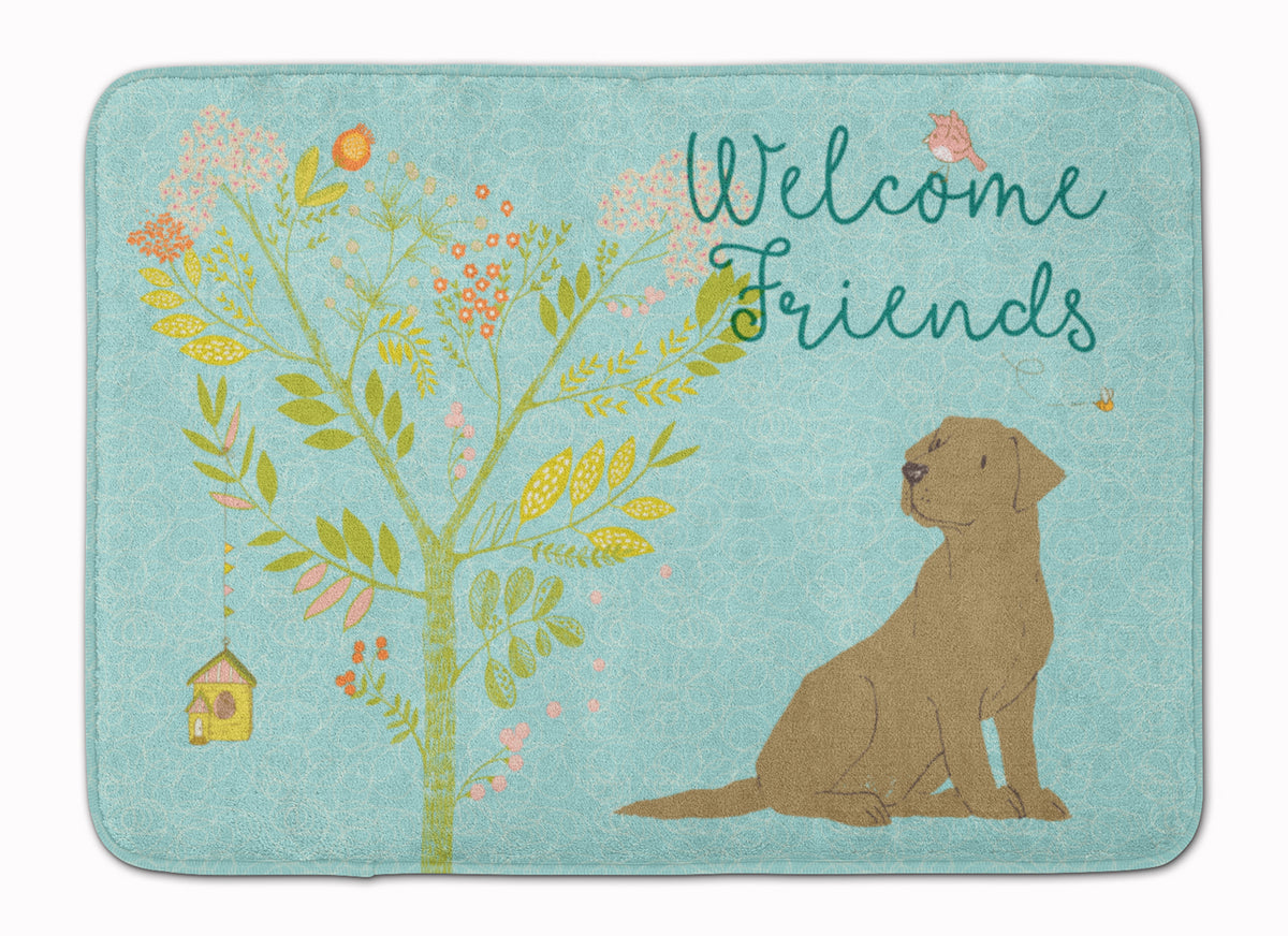 Welcome Friends Chocolate Labrador Retriever Machine Washable Memory Foam Mat BB7597RUG - the-store.com