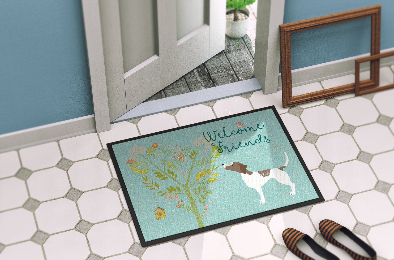 Welcome Friends Pointer Indoor or Outdoor Mat 24x36 BB7598JMAT by Caroline's Treasures