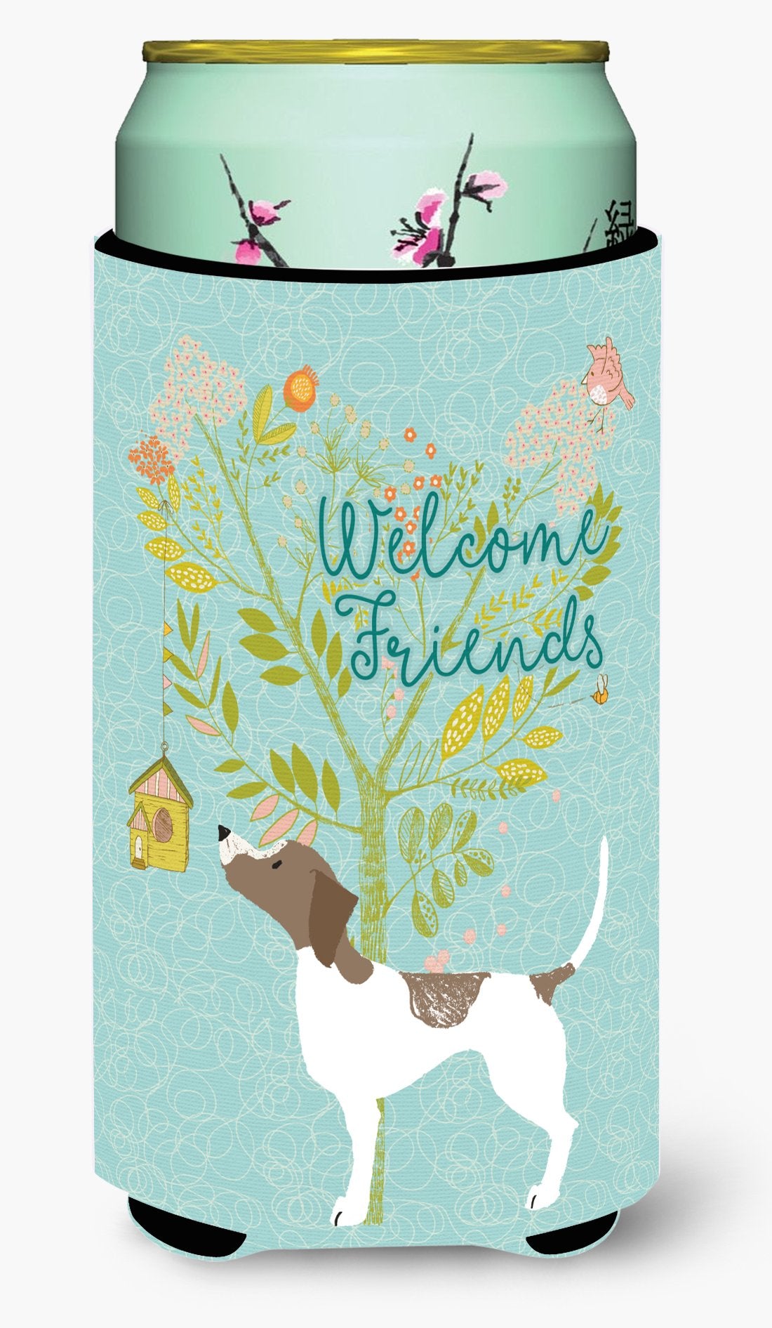 Welcome Friends Pointer Tall Boy Beverage Insulator Hugger BB7598TBC by Caroline&#39;s Treasures