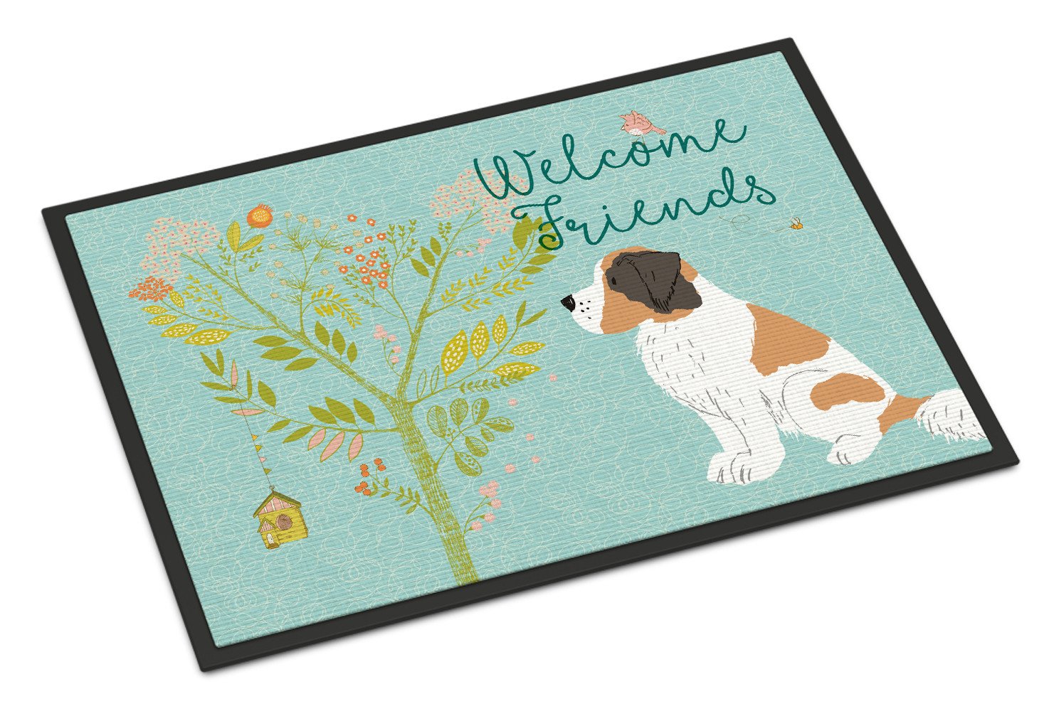 Welcome Friends Saint Bernard Indoor or Outdoor Mat 24x36 BB7599JMAT by Caroline's Treasures