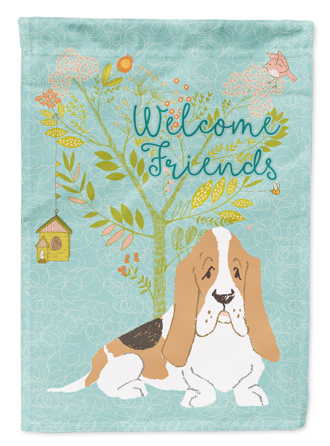 Welcome Friends Basset Hound Flag Garden Size BB7600GF  the-store.com.