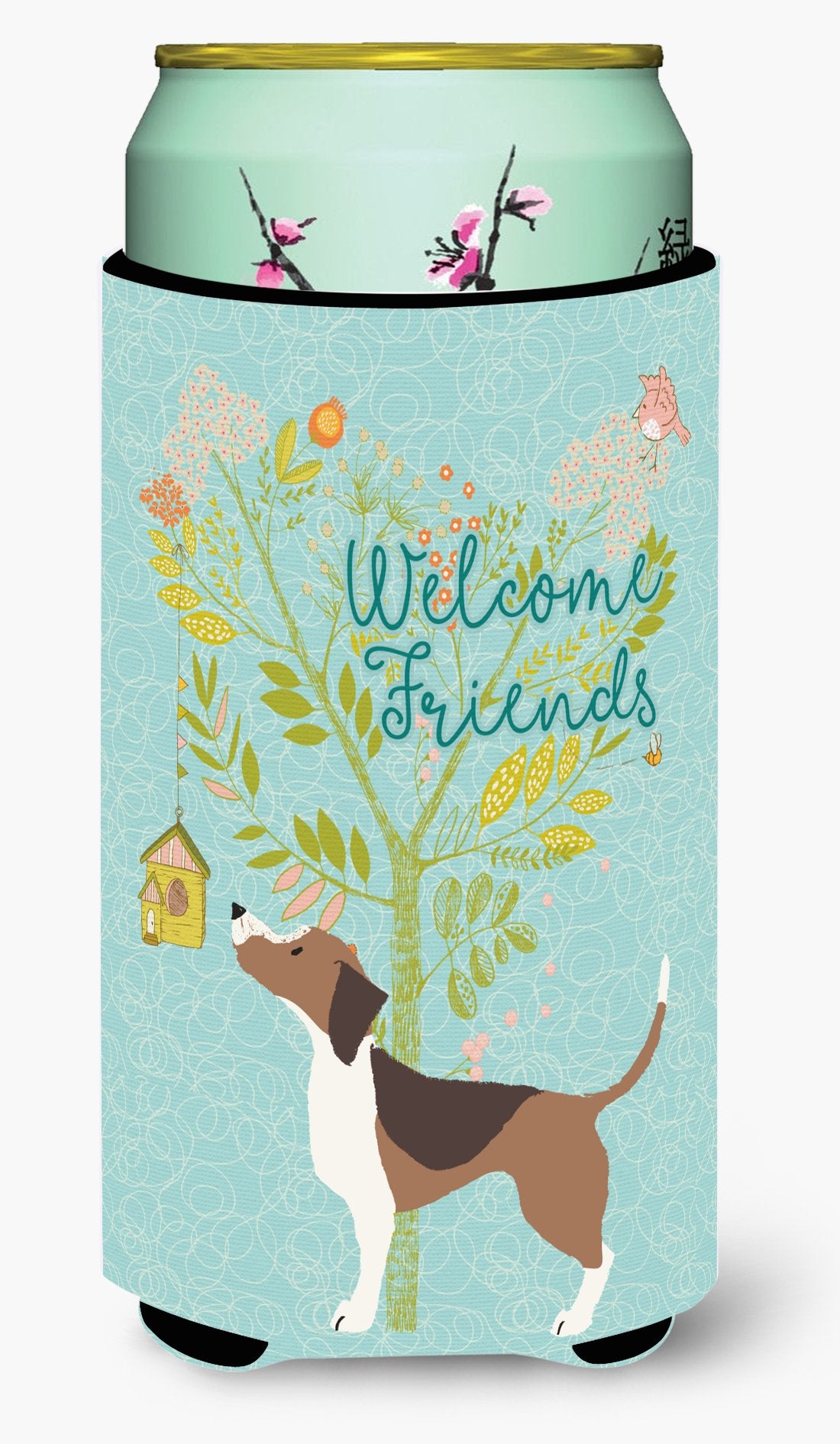 Welcome Friends Beagle Tall Boy Beverage Insulator Hugger BB7601TBC by Caroline&#39;s Treasures