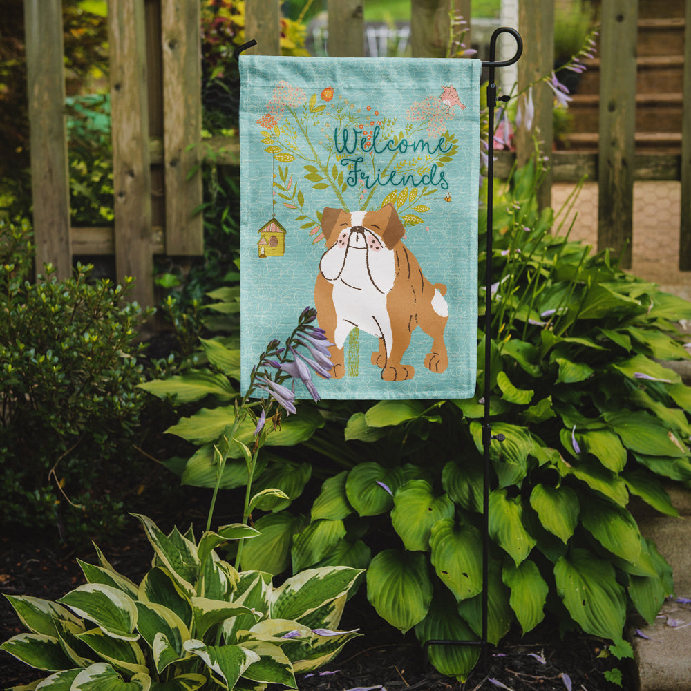 Welcome Friends English Bulldog Flag Garden Size BB7602GF  the-store.com.