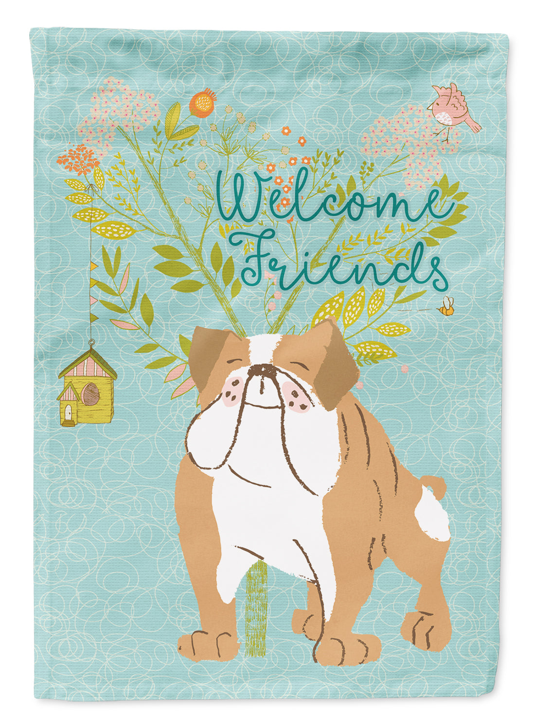 Welcome Friends English Bulldog Flag Garden Size BB7602GF  the-store.com.