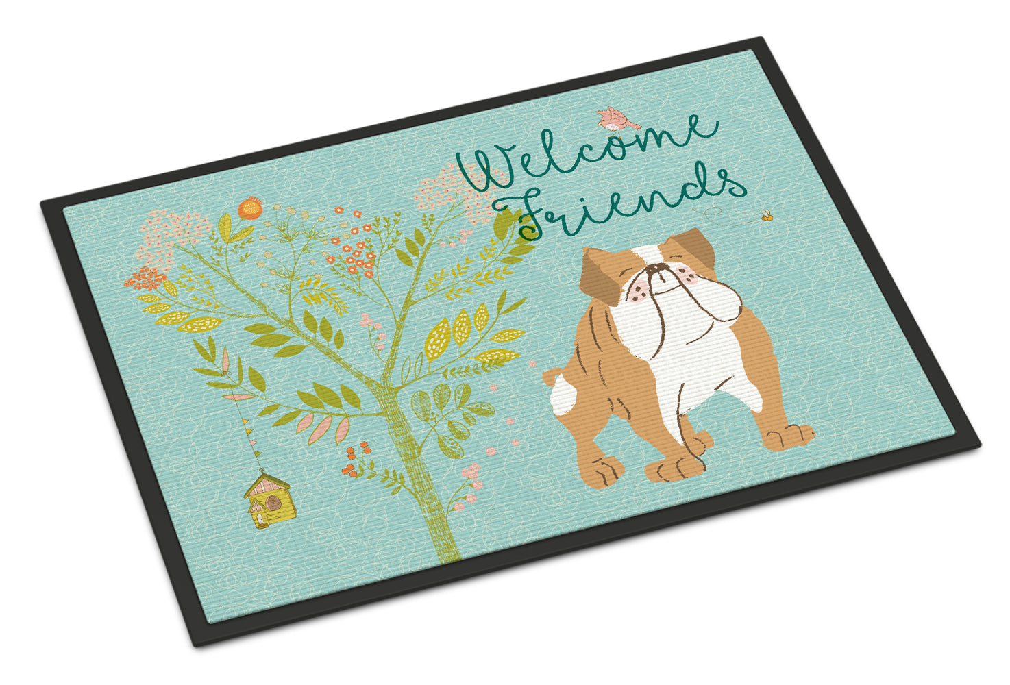 Welcome Friends English Bulldog Indoor or Outdoor Mat 18x27 BB7602MAT - the-store.com