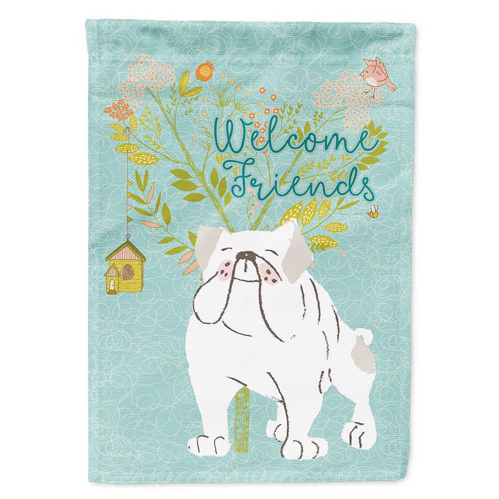 Welcome Friends English Bulldog White Flag Canvas House Size BB7603CHF  the-store.com.