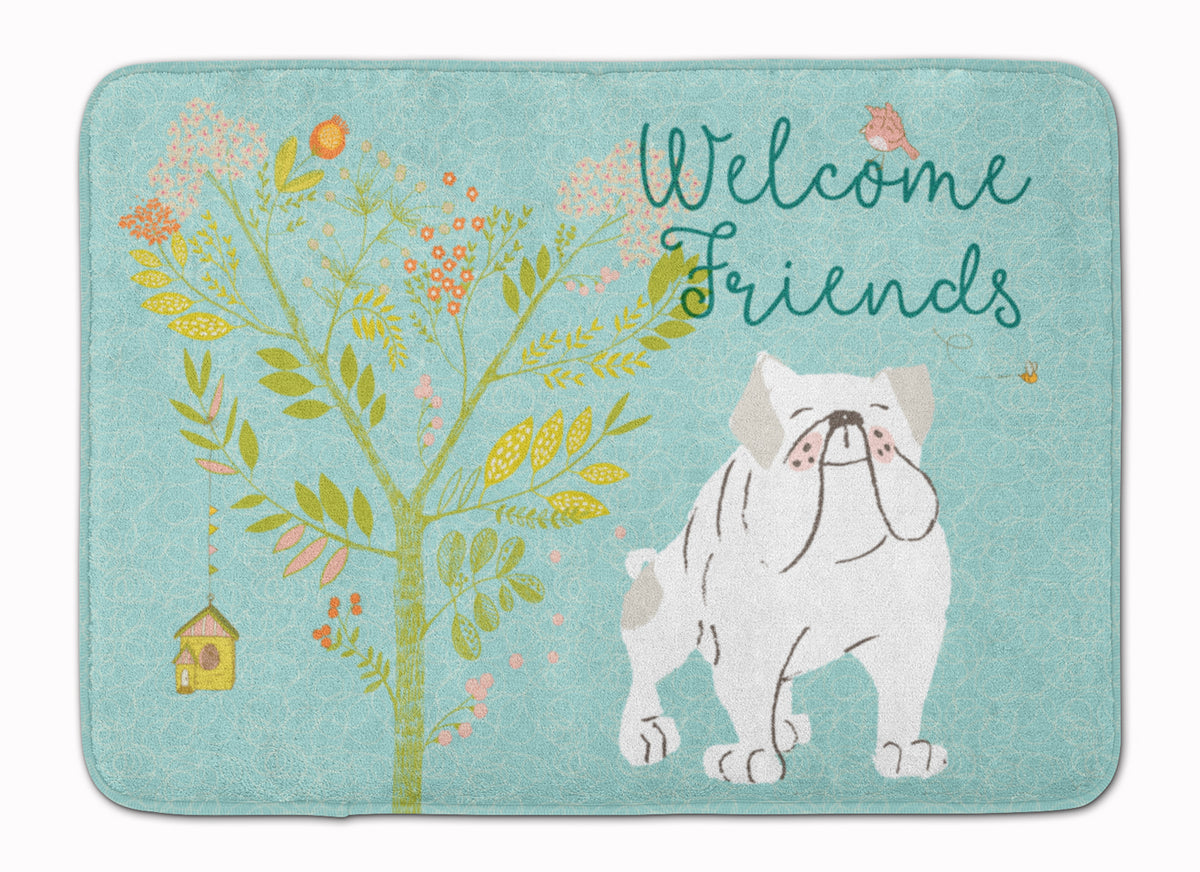 Welcome Friends English Bulldog White Machine Washable Memory Foam Mat BB7603RUG - the-store.com