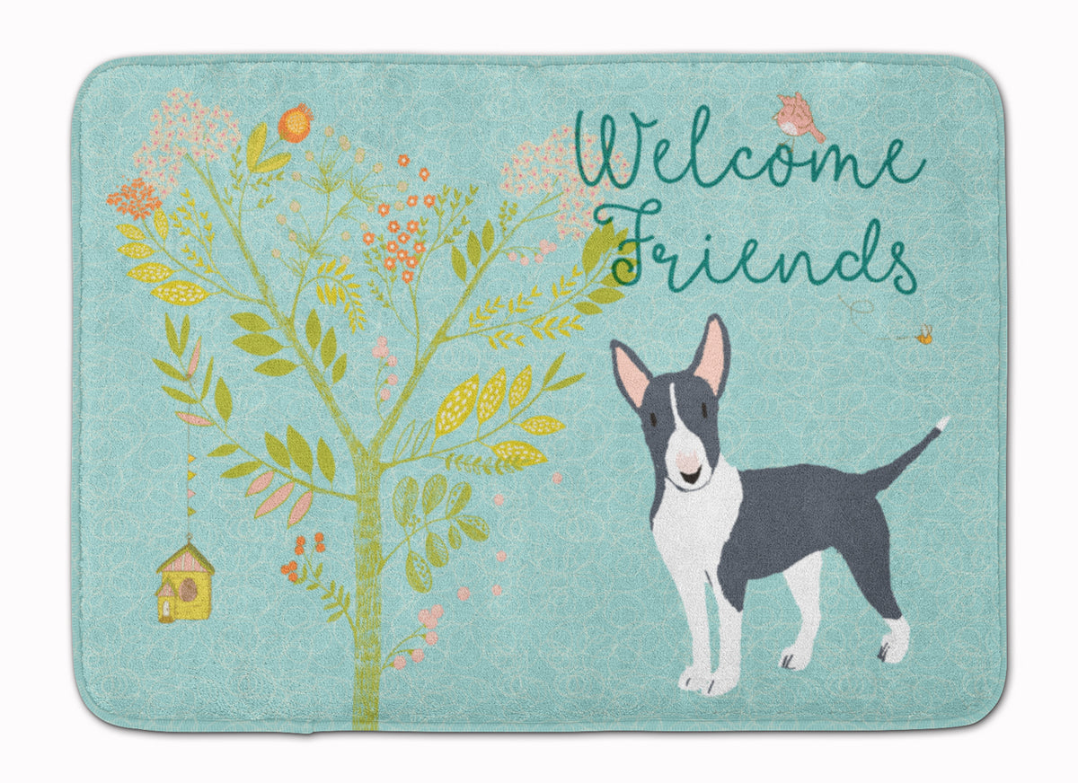 Welcome Friends Black Bull Terrier Machine Washable Memory Foam Mat BB7604RUG - the-store.com