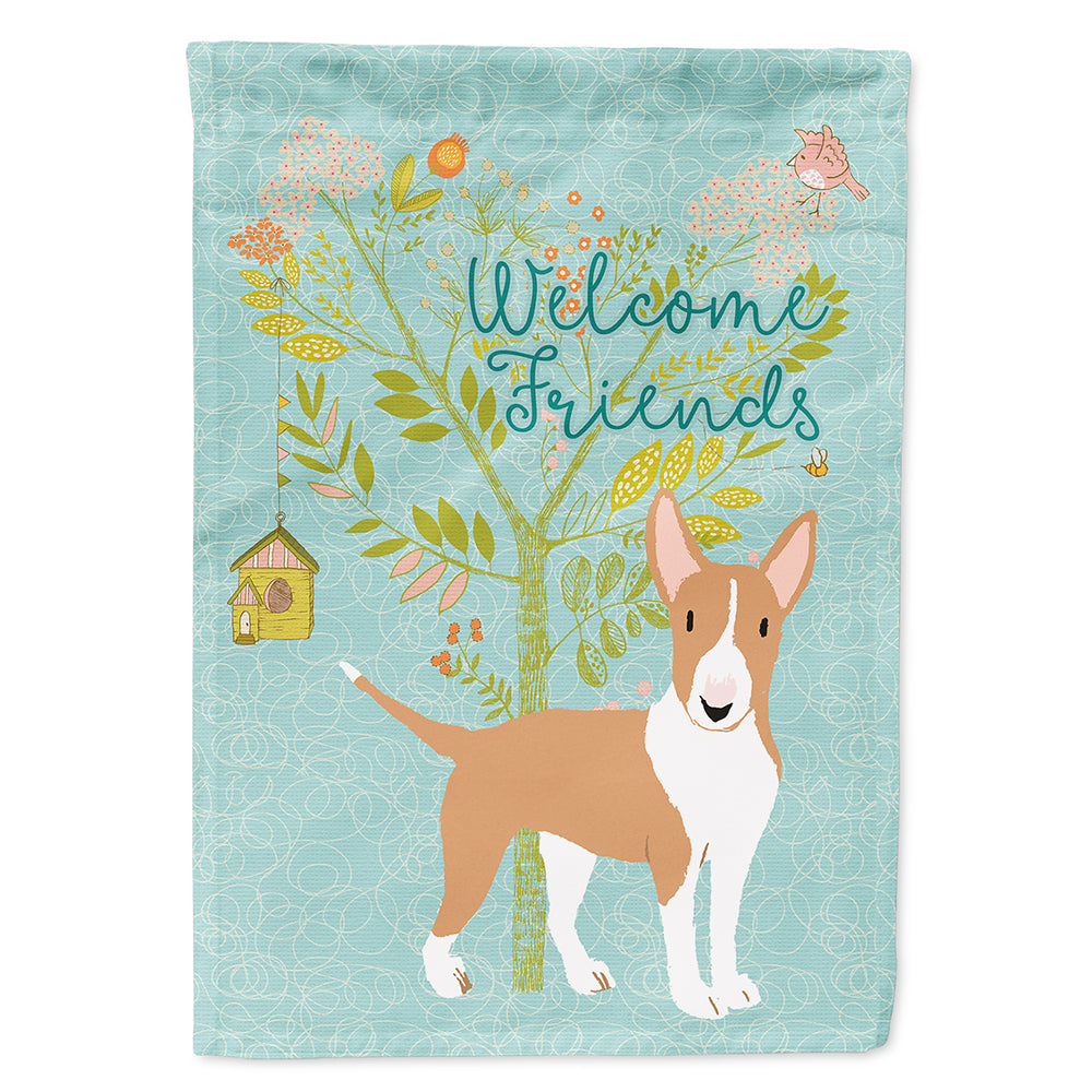 Welcome Friends Brown Bull Terrier Flag Canvas House Size BB7605CHF  the-store.com.