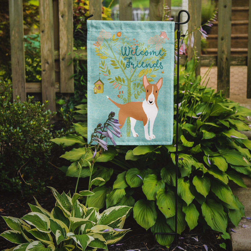 Welcome Friends Brown Bull Terrier Flag Garden Size BB7605GF  the-store.com.