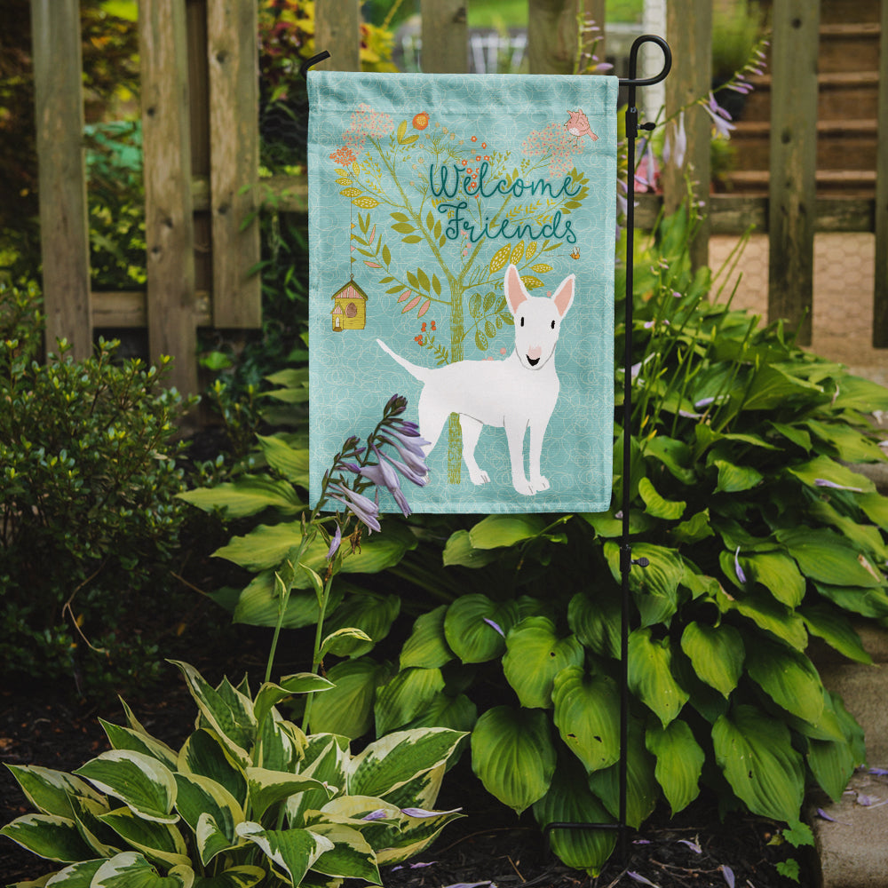 Welcome Friends White Bull Terrier Flag Garden Size BB7606GF  the-store.com.