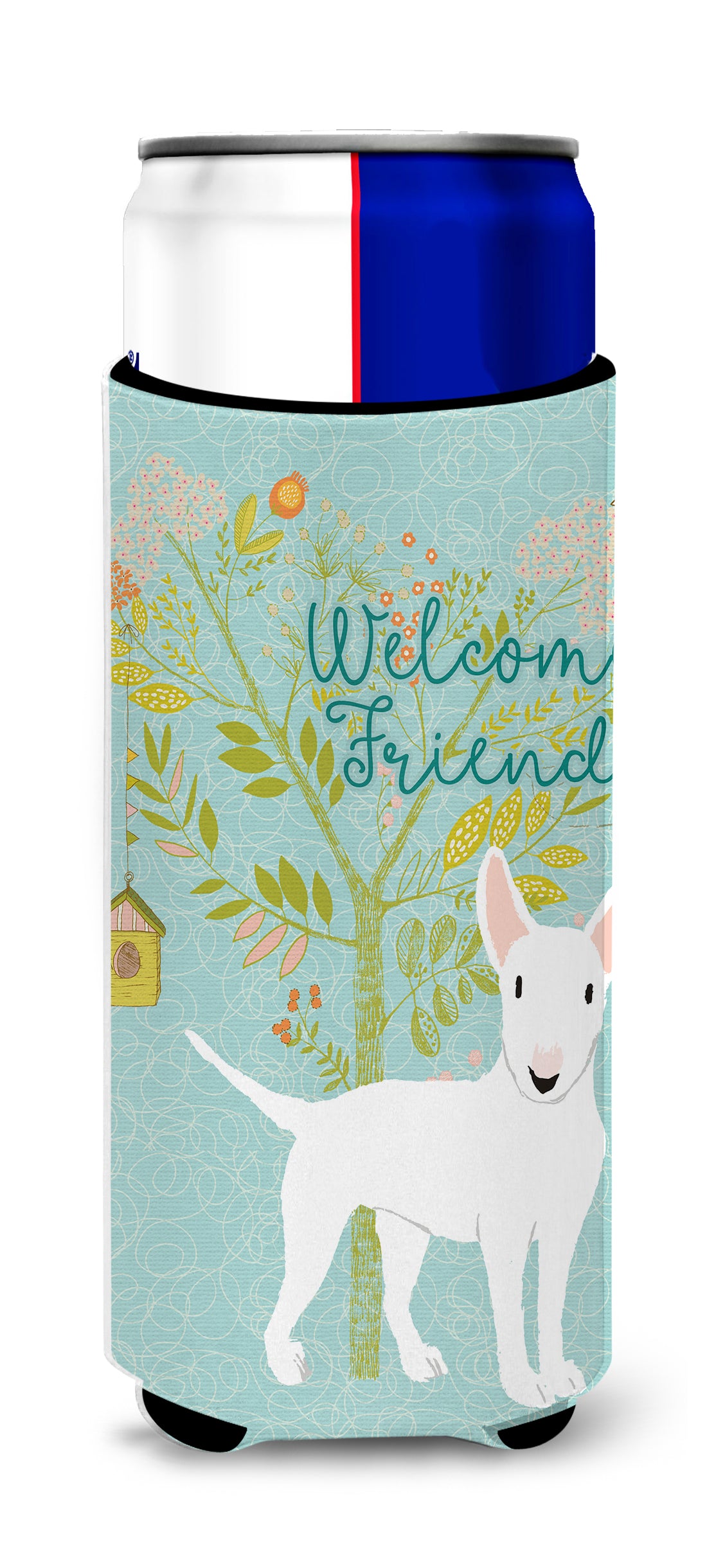 Welcome Friends White Bull Terrier  Ultra Hugger for slim cans BB7606MUK  the-store.com.